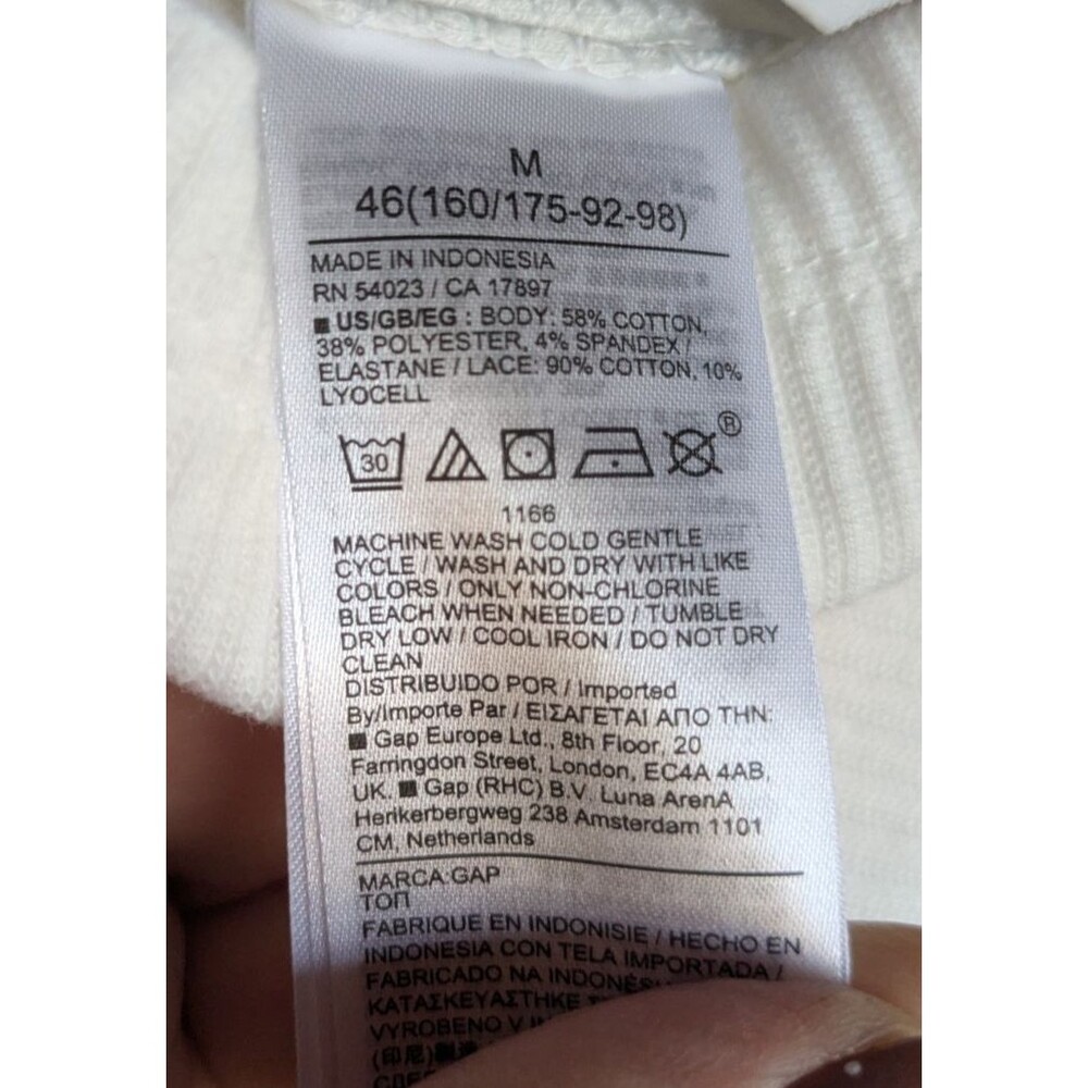 Gap Ribbed White Sleeveless Square Neck Tank with Eyelet Straps M - Picture 5 of 6